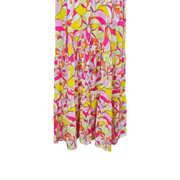 JustFab Womens Multicolor Fuchsia Floral Print Tiered Maxi Dress Size XXL NWT - Picture 5 of 8